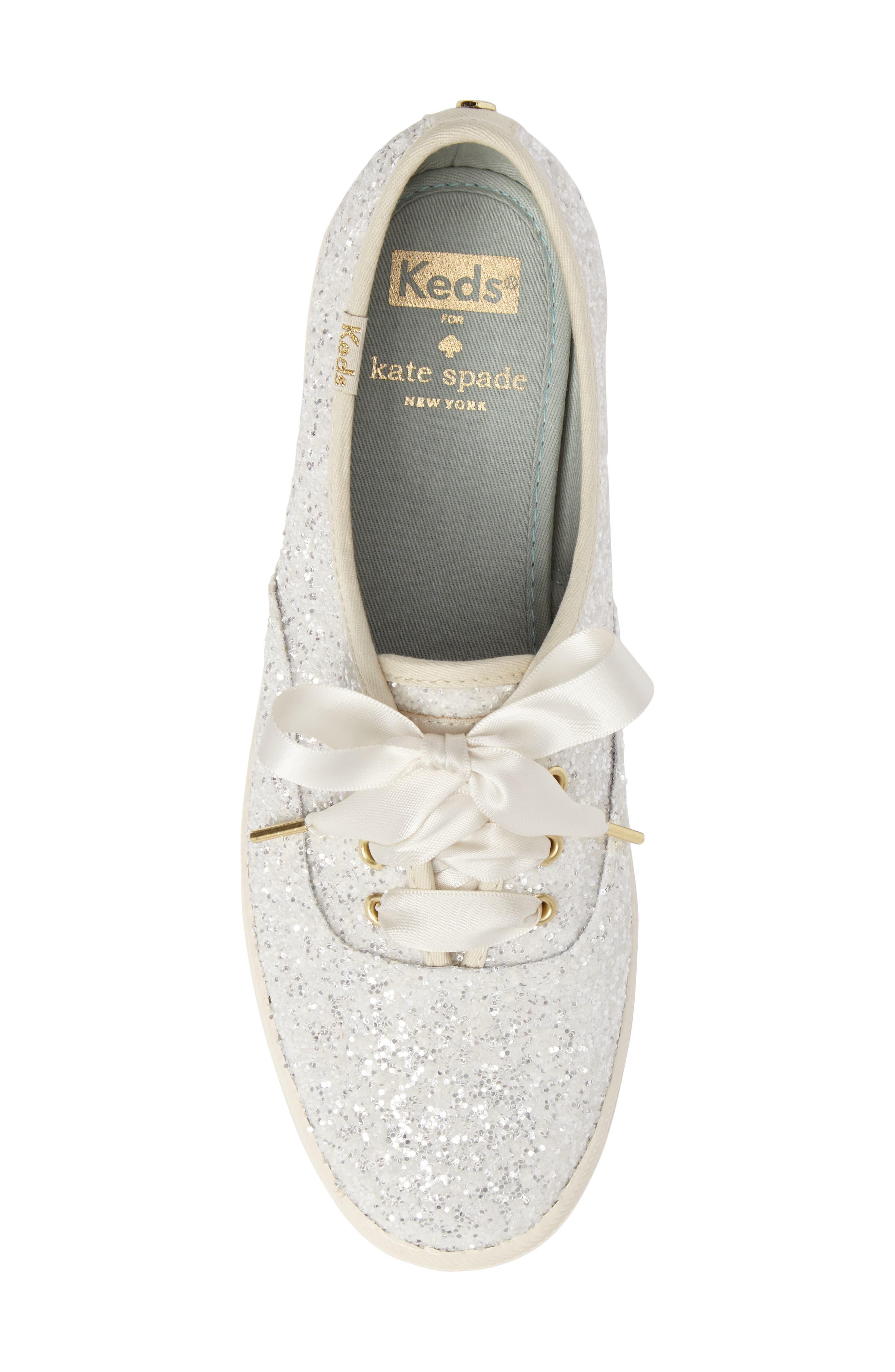 Keds® x kate spade new york glitter sneaker, Alternate, color, CREAM