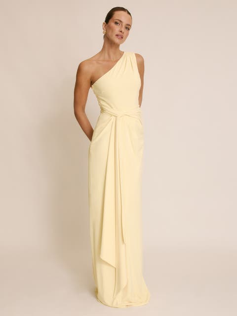 One Shoulder Drape Stretch Bridesmaid