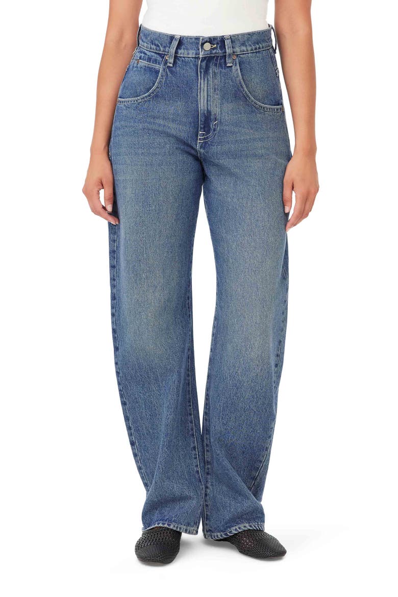 Gwen Relaxed Fit Bowed Wide Leg Jeans, Alternate, color, STORM