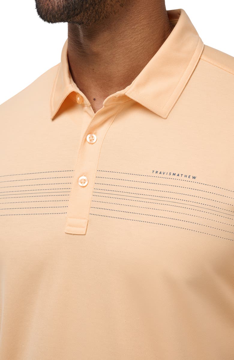 TravisMathew Cliff Driver Chest Stripe Piqué Polo, Alternate, color, Apricot