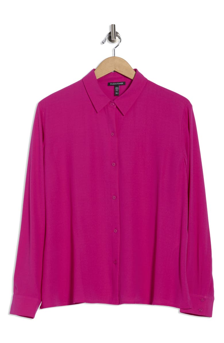 Eileen Fisher Classic Collar Easy Silk Button-Up Shirt, Alternate, color, Clope