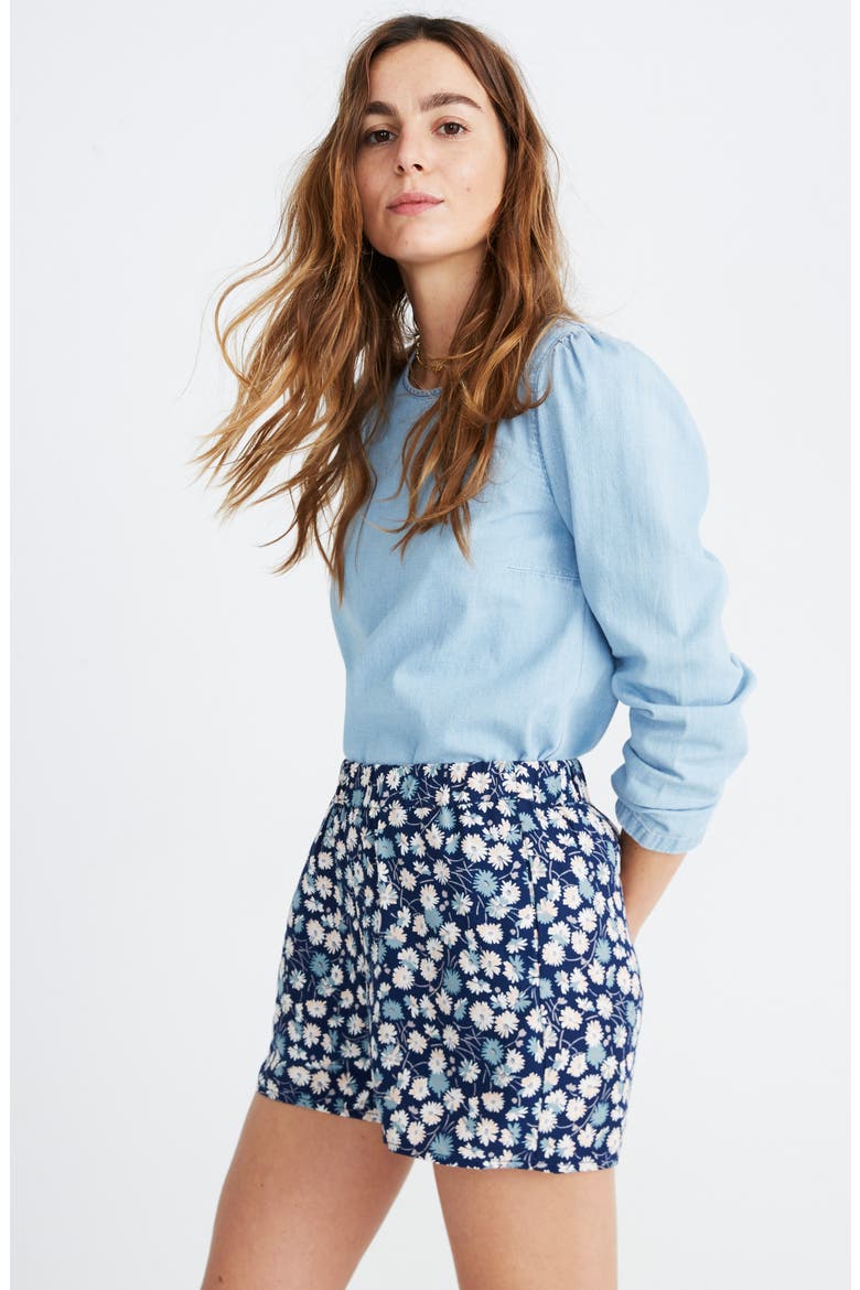 Drapey Pull-On Shorts, Alternate, color, BLUE MOON
