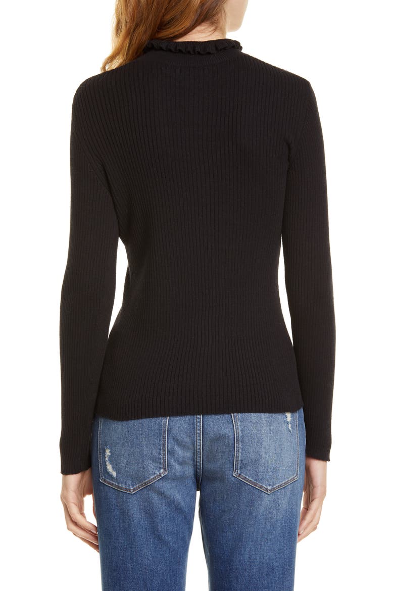 Ruffle Neck Sweater, Alternate, color, NOIR