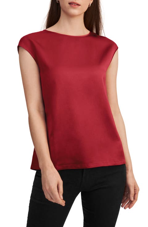 Women's Basic Cap Sleeves Silk Tee