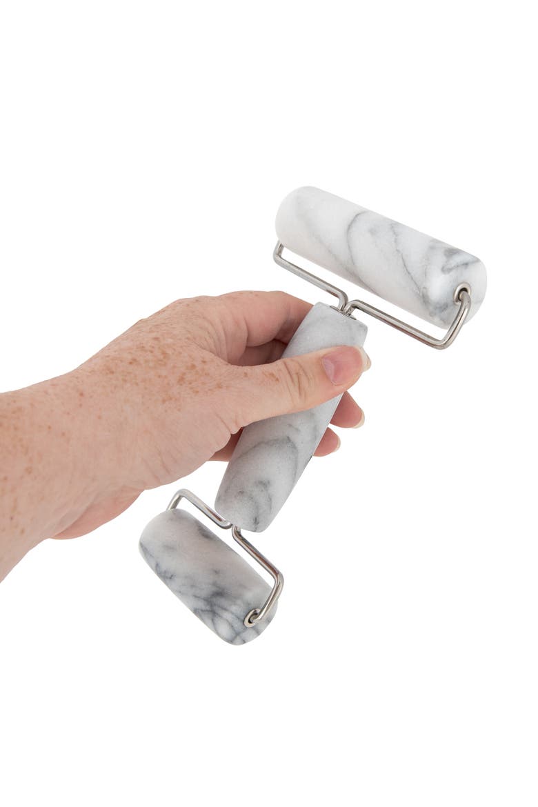 Artifacts Trading Company Marble Double Pastry Roller, Alternate, color, White Matte