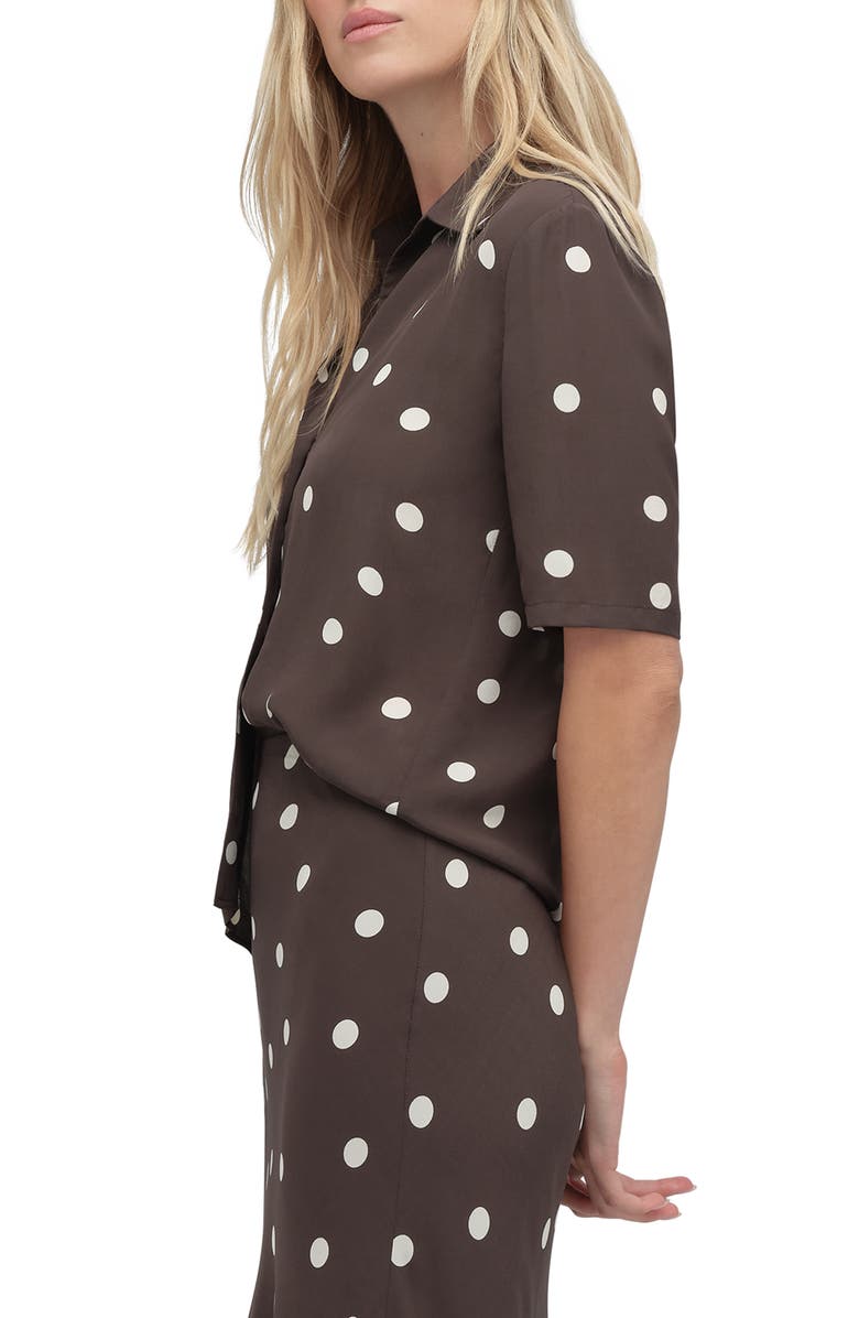 Favorite Daughter Sunny Polka Dot Button-Up Shirt, Alternate, color, Espresso Polka Dot