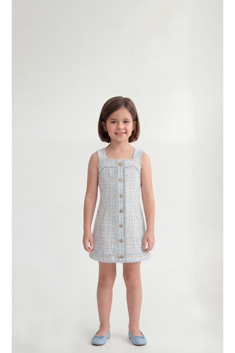 Girl's Lisa Tweed Dress, Main, color, Aqua Melange