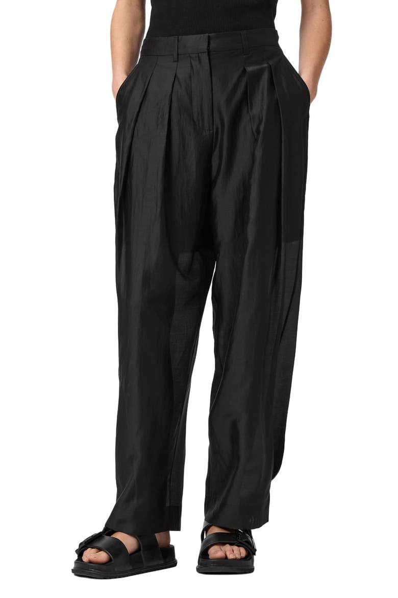Becca Pleated Trousers, Main, color, BLACK