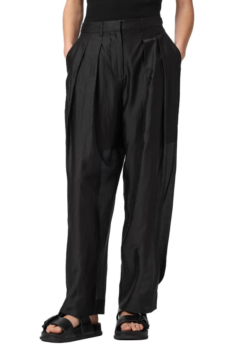 AllSaints Becca Pleated Trousers, Main, color, Black