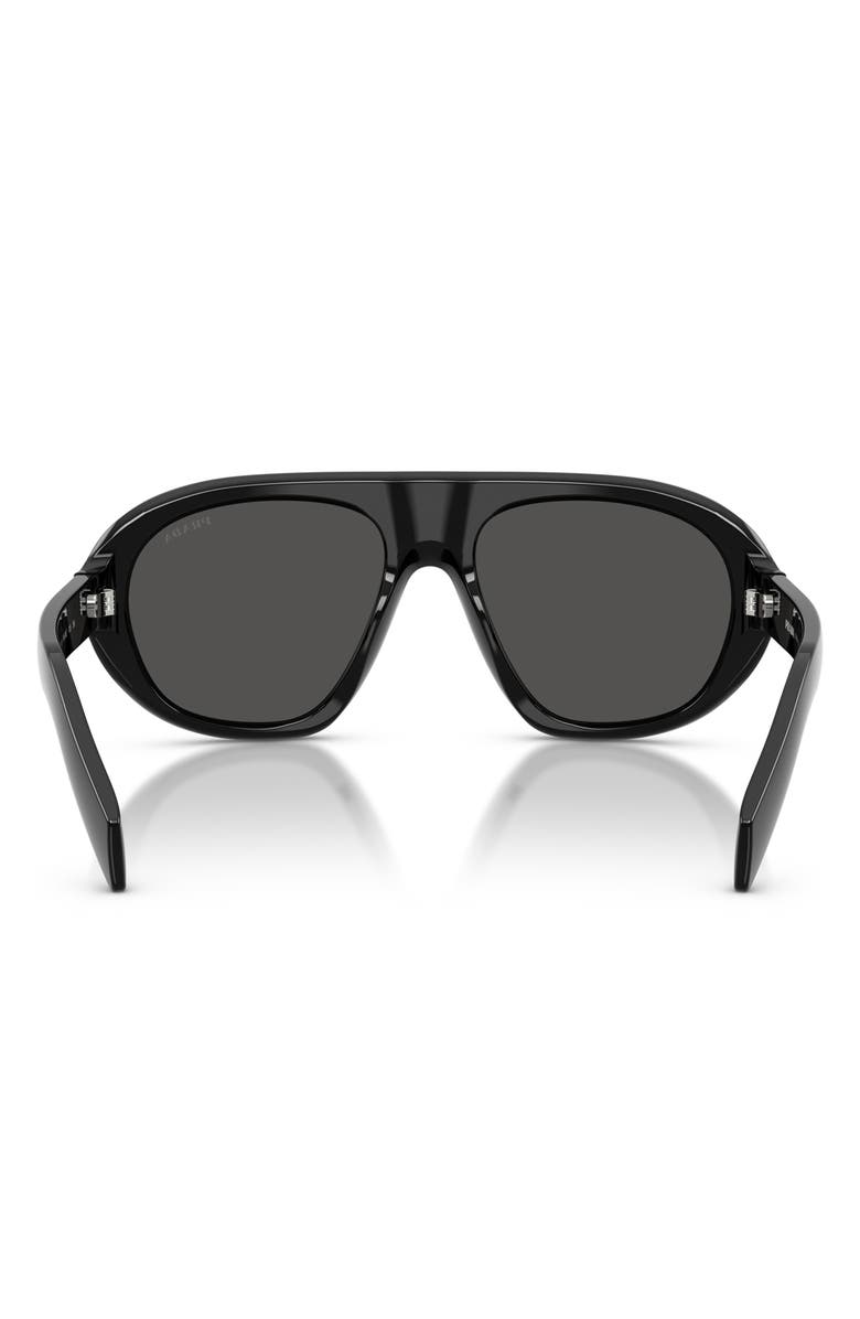 Prada 57mm Irregular Sunglasses, Alternate, color, Black / Dark Grey