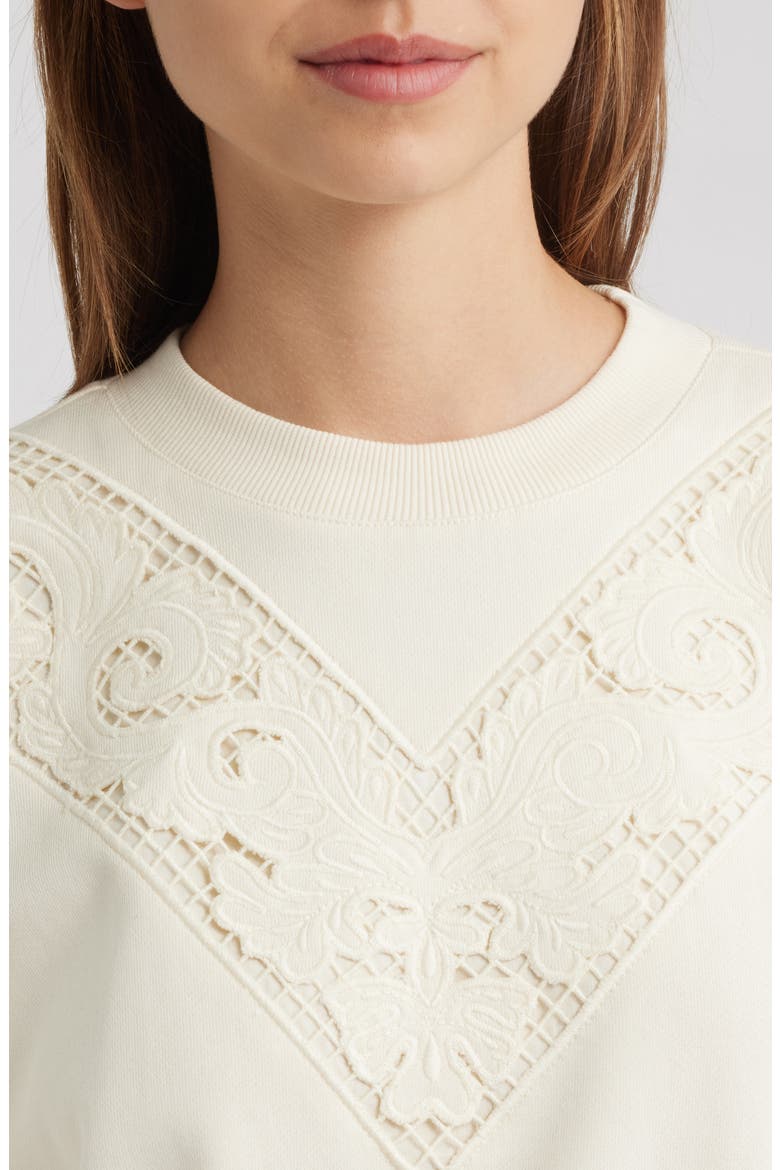 Nimona Lace Trim Sweatshirt, Alternate, color, ANTIQUE WHITE