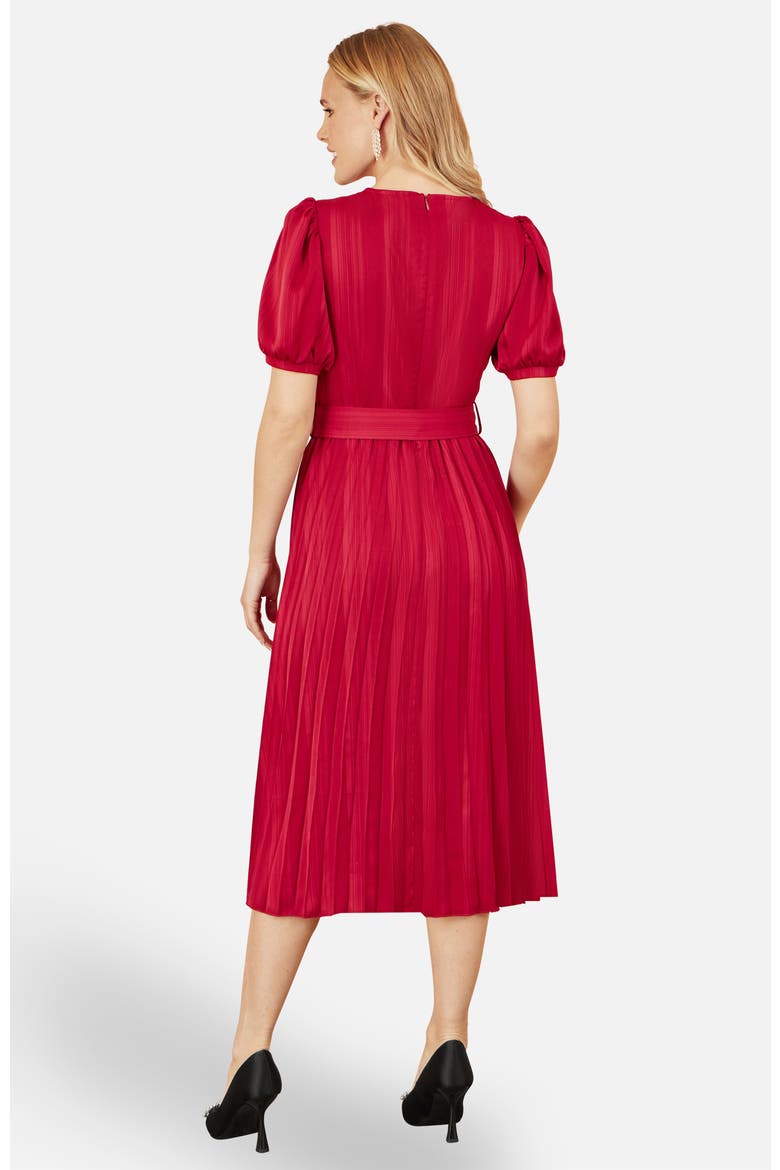 Satin Striped Midi Dress, Alternate, color, Red