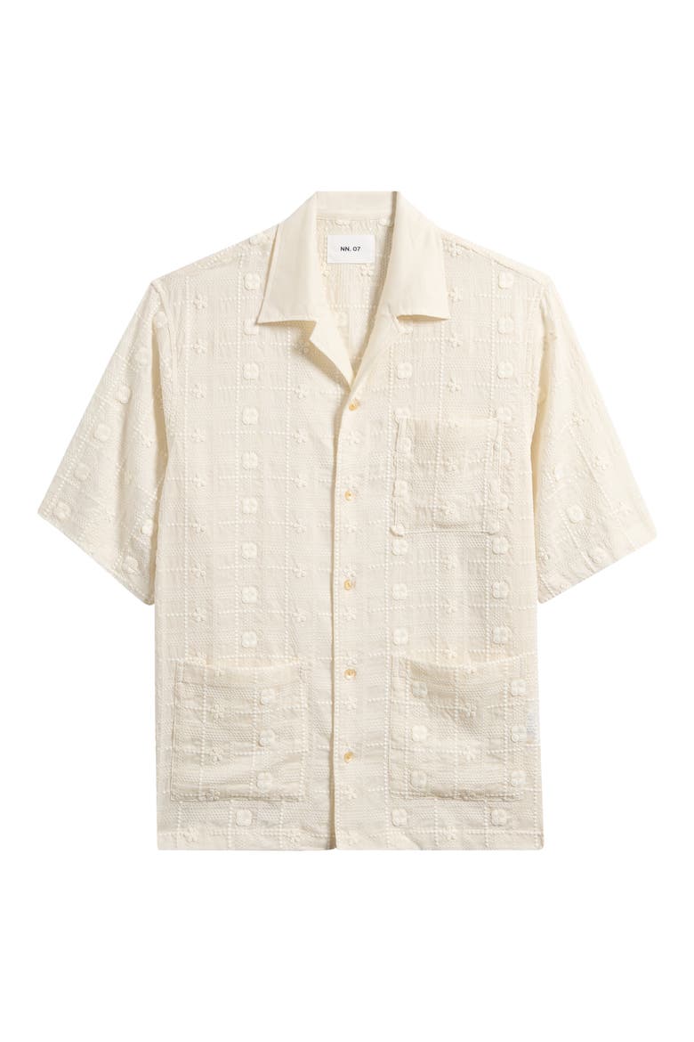 Ben 5026 Textured Short Sleeve Button-Up Shirt, Alternate, color, IVORY
