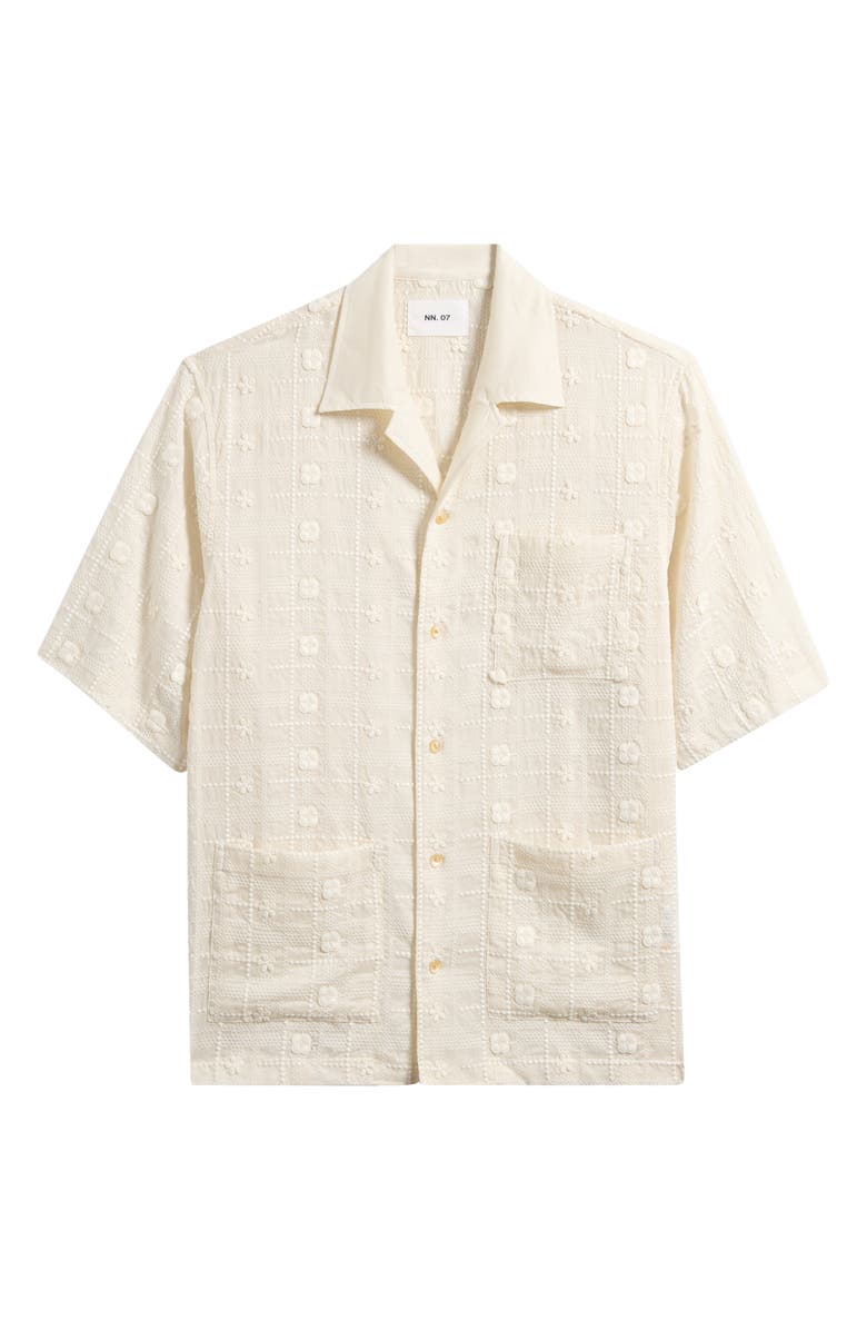 NN07 Ben 5026 Textured Short Sleeve Button-Up Shirt, Alternate, color, Ivory