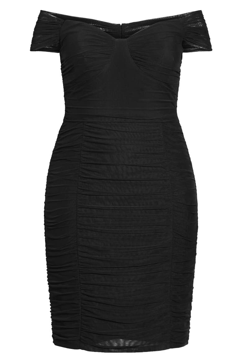 Sophia Ruched Off the Shoulder Dress, Alternate, color, BLACK