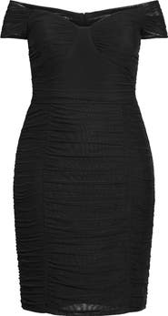 City Chic Sophia Ruched Off the Shoulder Dress