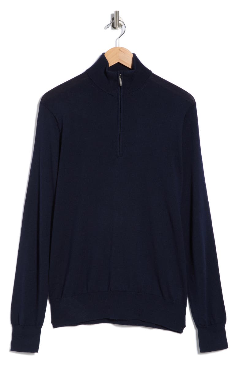 Brooks Brothers Swift Merino Wool Half Zip Pullover, Alternate, color, Navy