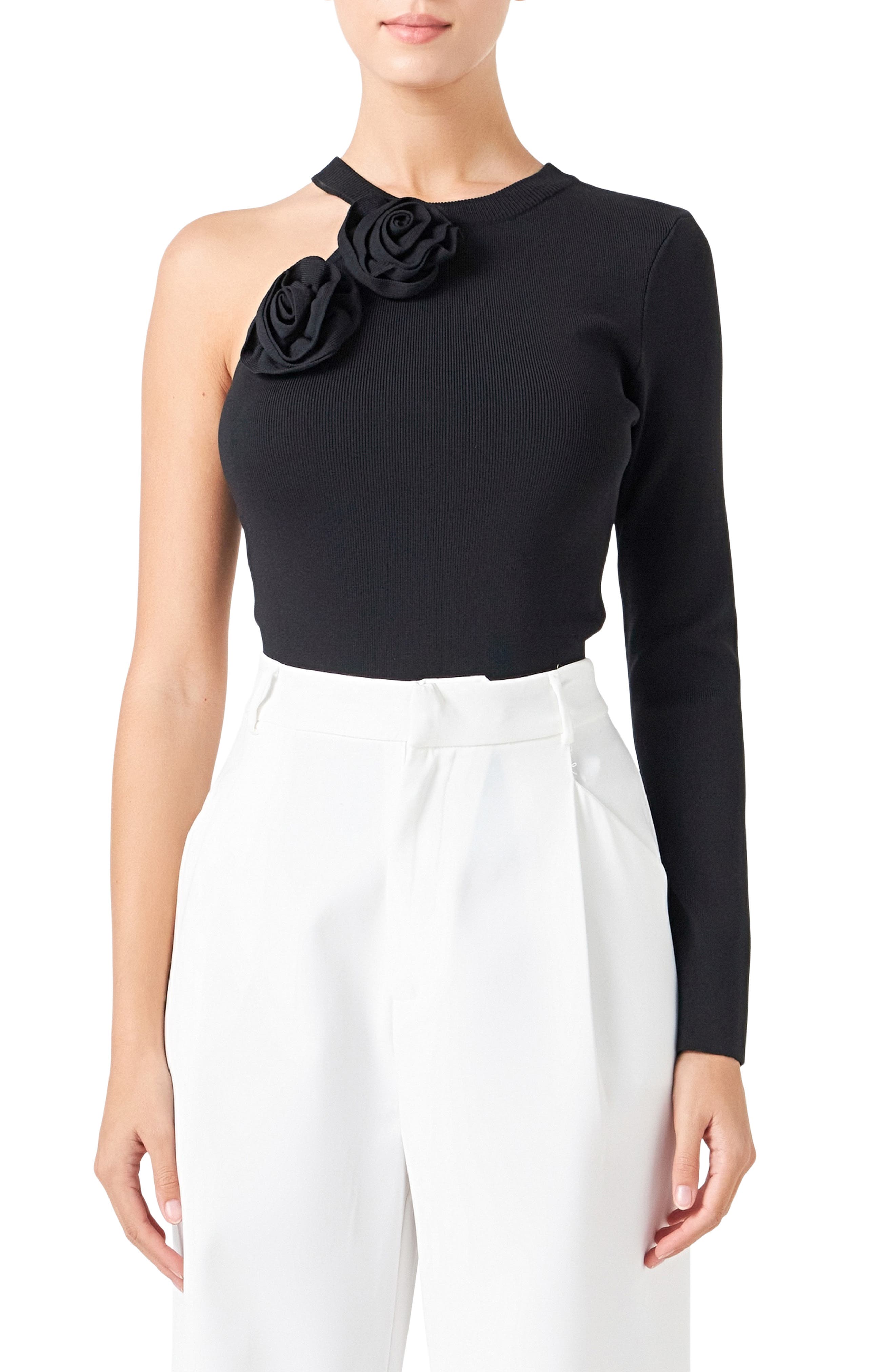 Rose One Shoulder Rib Top