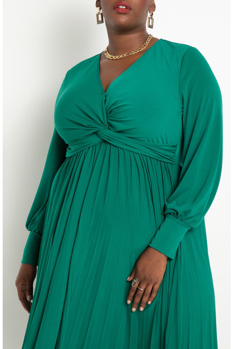Knot Front Pleated Skirt Dress, Alternate, color, AVENTURINE