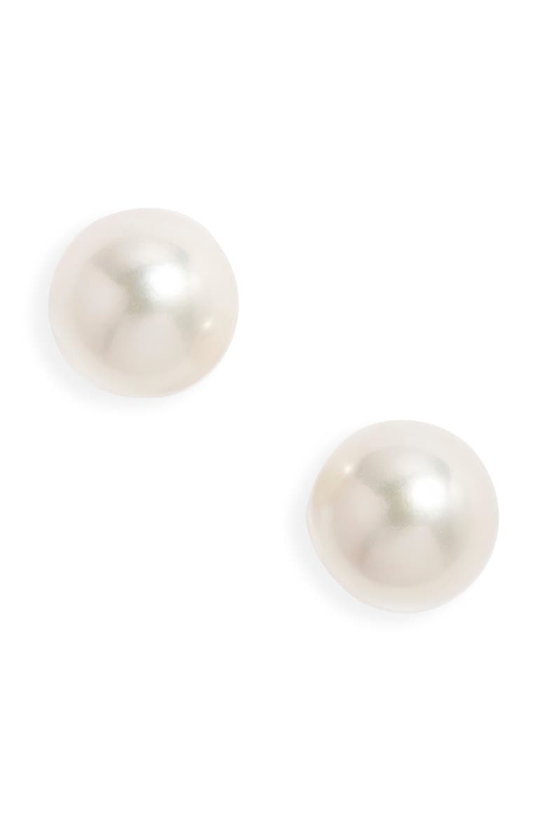 Akoya Pearl Stud Earrings, Main, color, WHITE- 14K WHITE GOLD