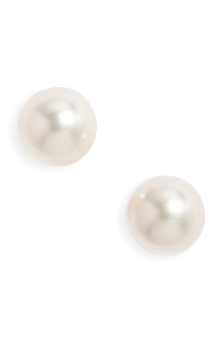 Nordstrom Akoya Pearl Stud Earrings, Main, color, White- 14K White Gold