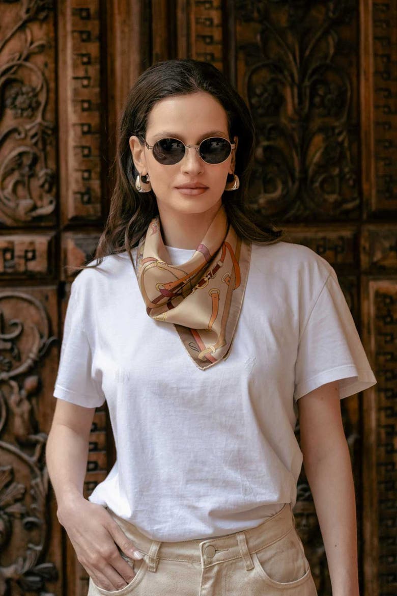 Camilla - Silk Bandana, Alternate, color, Bronze