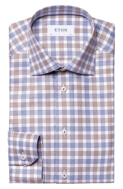 Classic Fit Check Cotton Twill Dress Shirt (Regular & Big)