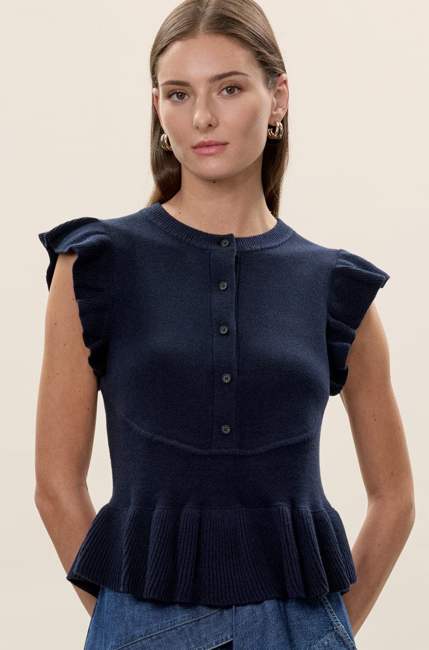 Rebecca Taylor Rhea Knit Sweater in Navy 