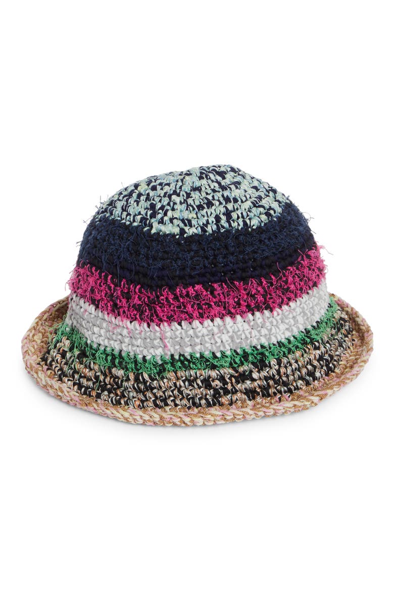Fanta One of a Kind Crochet Bucket Hat, Main, color, BLUE MULTI