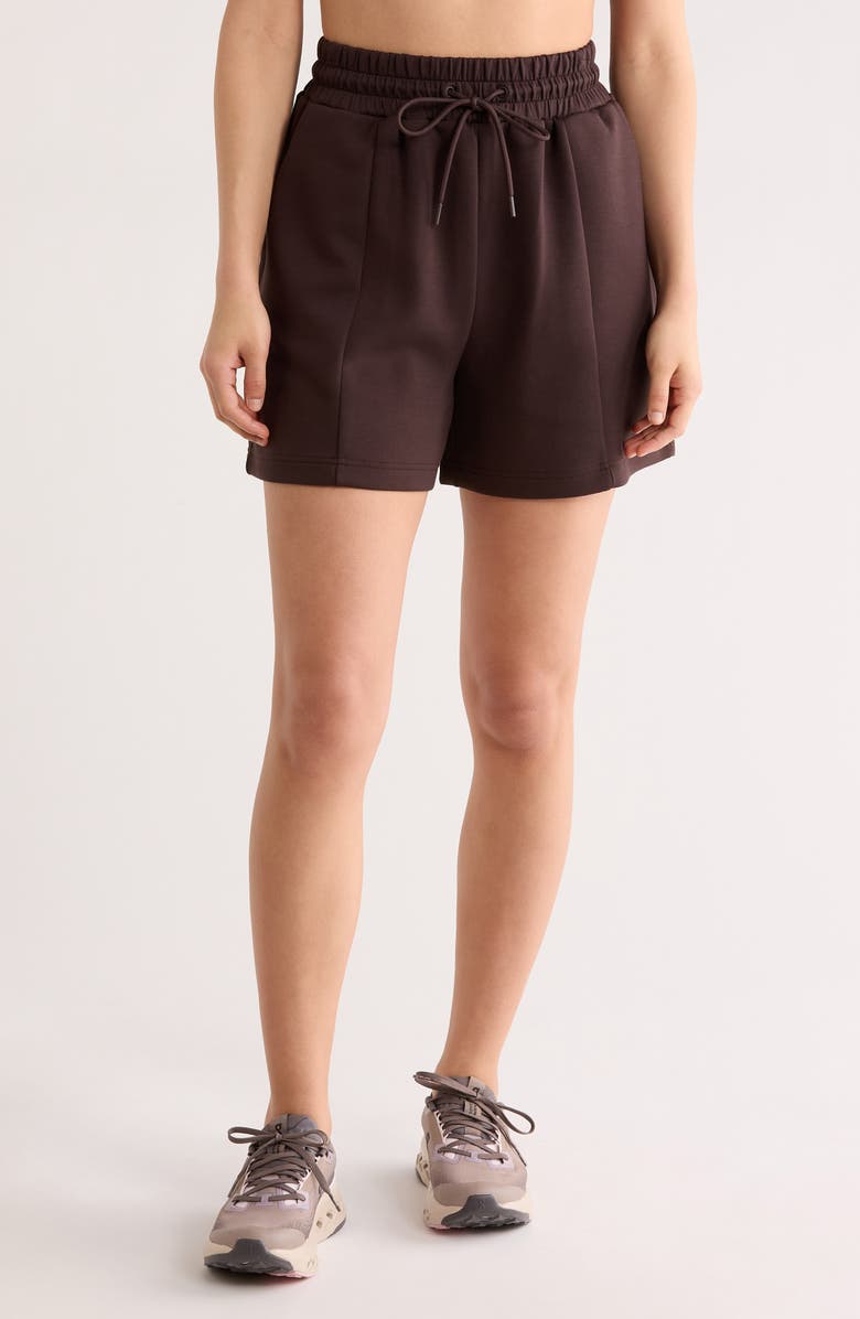 Z by Zella Whisper Knit High Waist Shorts, Main, color, Brown Mole'