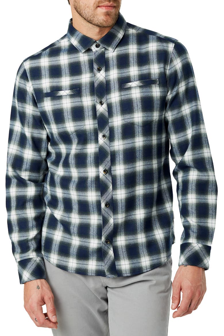 Jasper Trim Fit Flannel Shirt, Main, color, NAVY GREEN