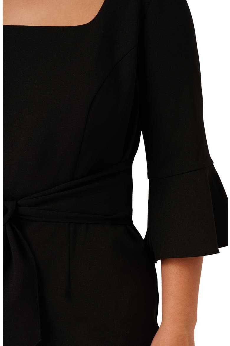 Tie Front Wide Leg Crepe Jumpsuit, Alternate, color, BLACK