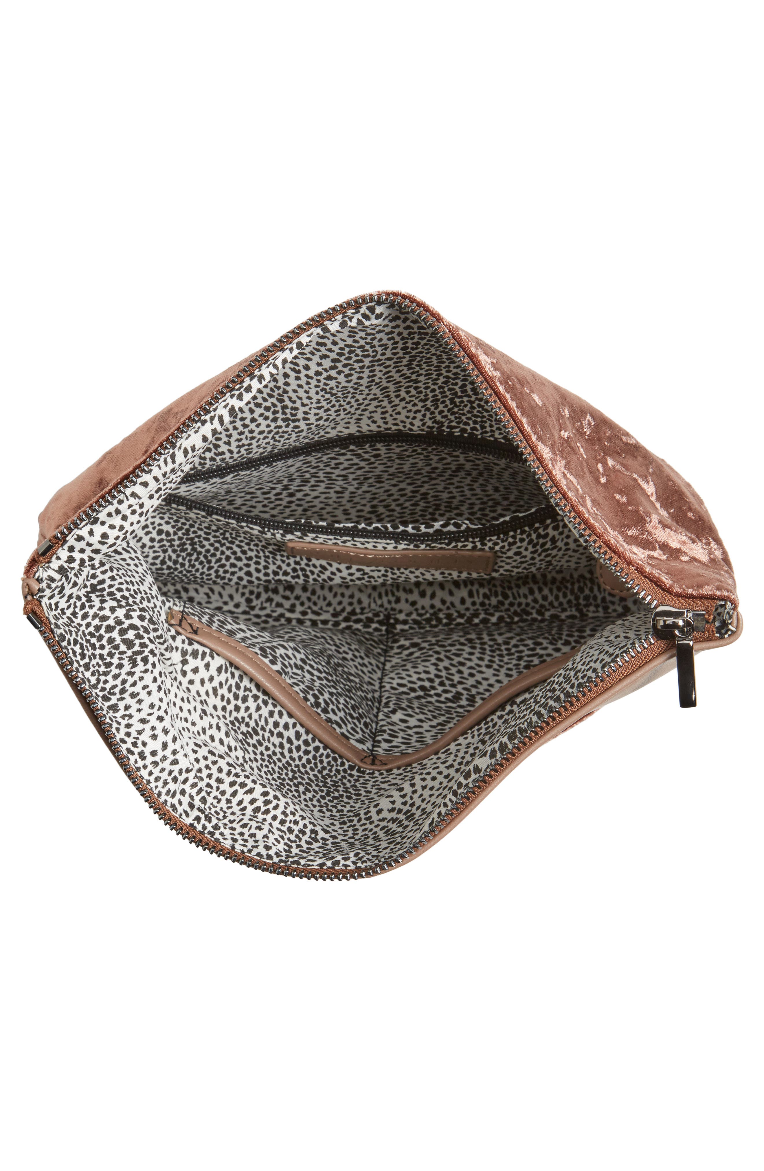 Velvet Foldover Clutch, Alternate, color, MAUVE