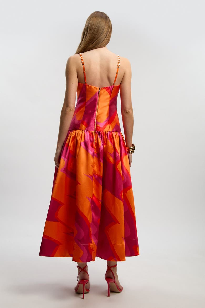 Abstract Strappy Maxi Dress, Alternate, color, Orange