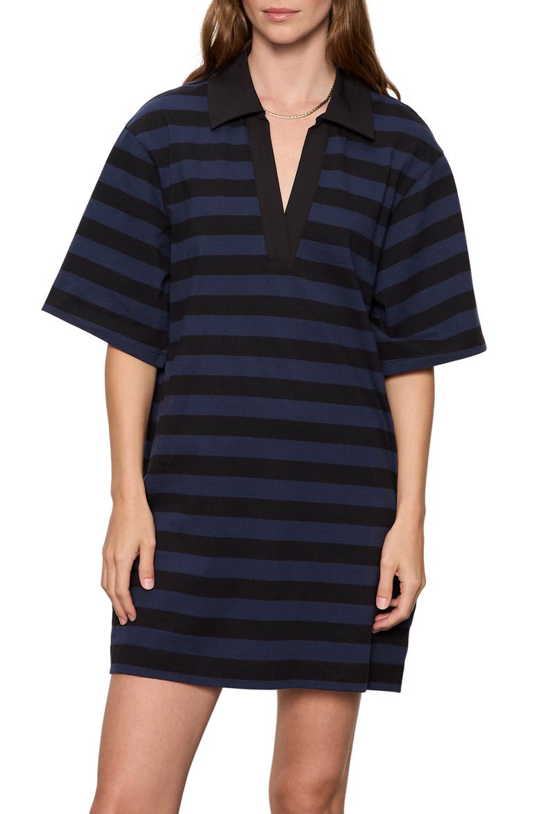 Stripe Organic Cotton Blend Minidress, Alternate, color, NAVY BLUE/ BLACK STRIPE