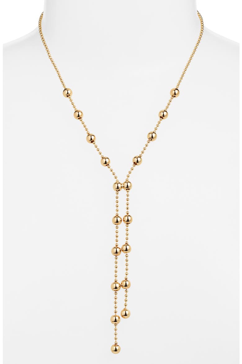 Ball Chain Y Necklace, Alternate, color, GOLD