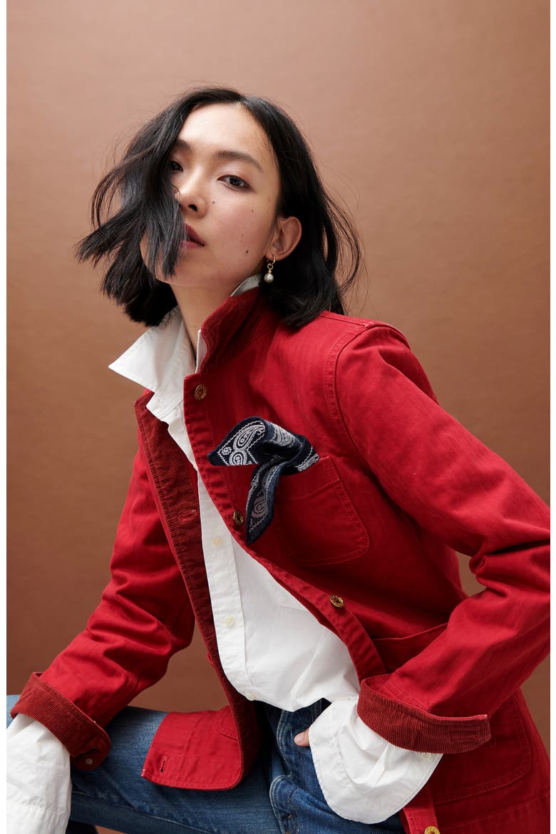 Cotton Herringbone Workers Jacket, Alternate, color, DEEP RED