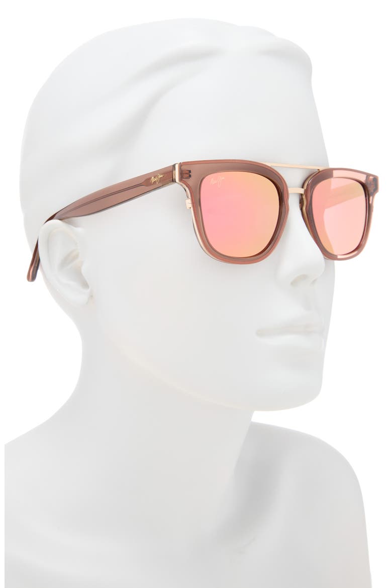 49mm Polarized Aviator Sunglasses, Alternate, color, BROWN BROWN SUNRISE