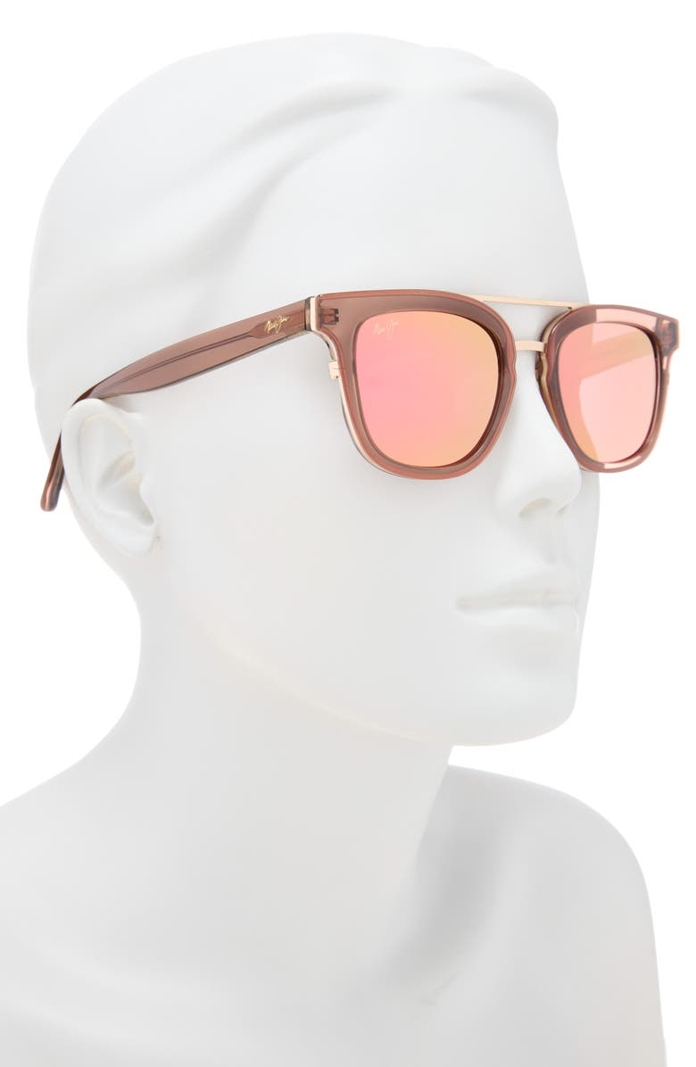 Maui Jim 49mm Polarized Aviator Sunglasses, Alternate, color, Brown Brown Sunrise