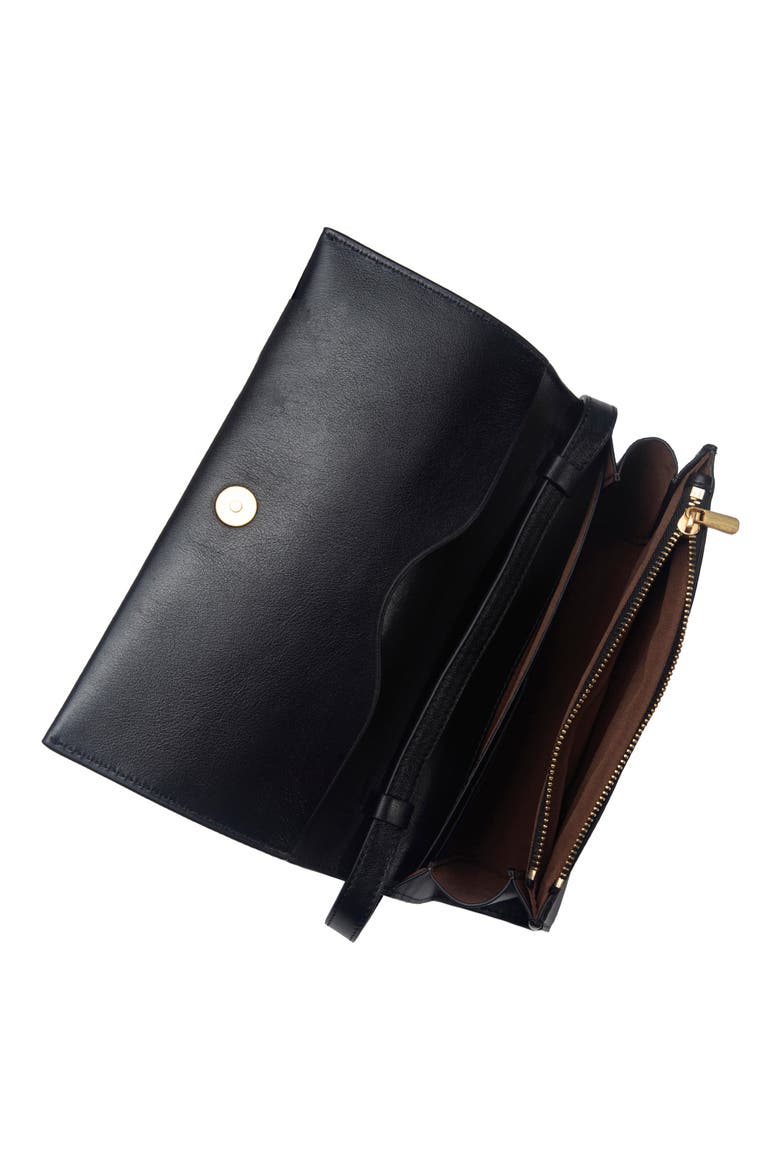Leather Crossbody Wallet, Alternate, color, BLACK