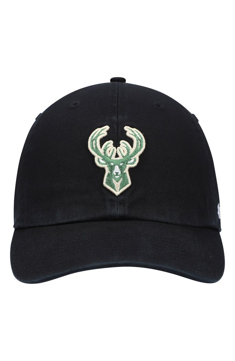 '47 Men's '47 Black Milwaukee Bucks Logo Clean Up Adjustable Hat, Alternate, color, Black
