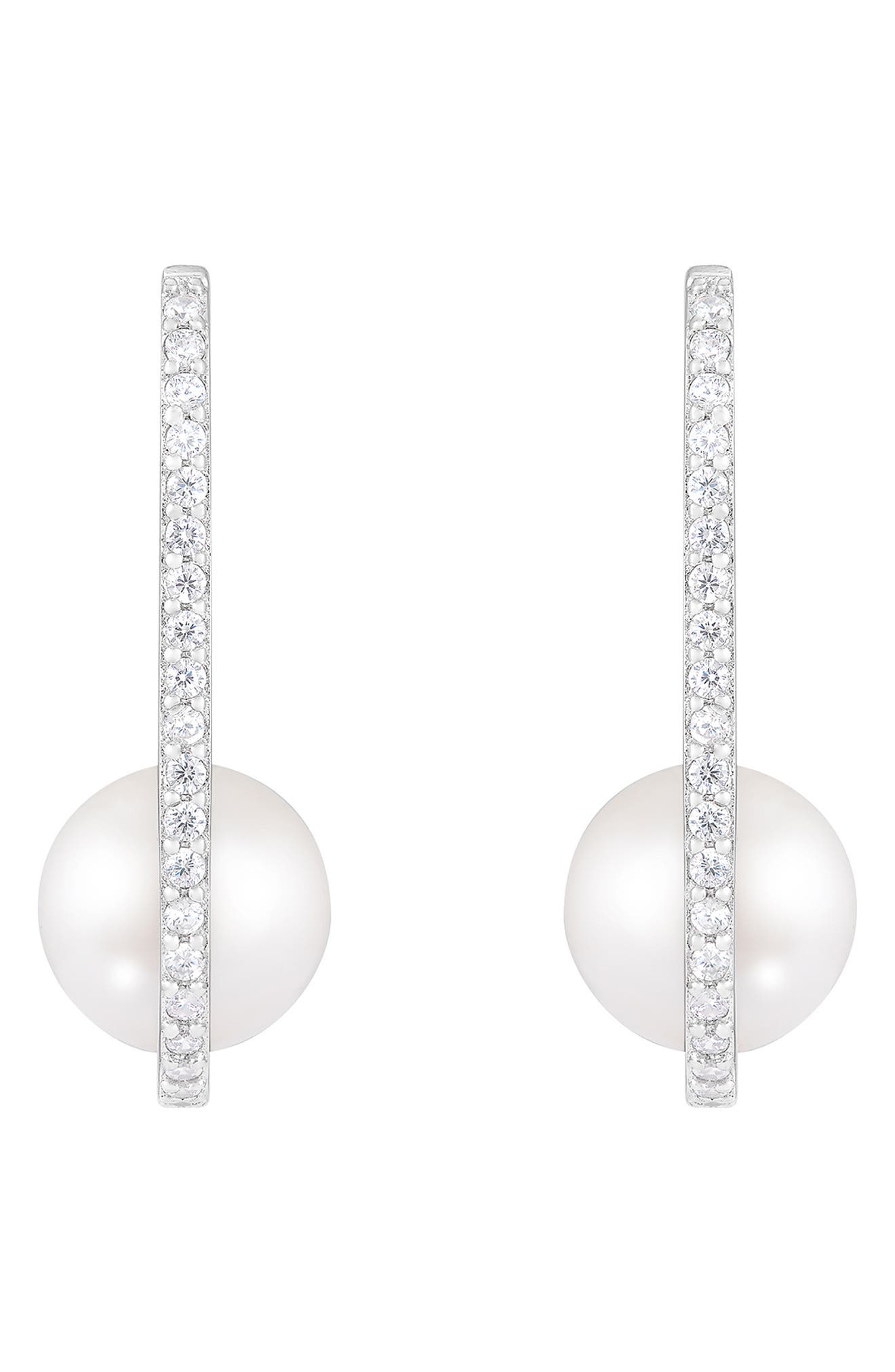 SPLENDID PEARLS Cultured Freshwater Pearl Hoop Earrings