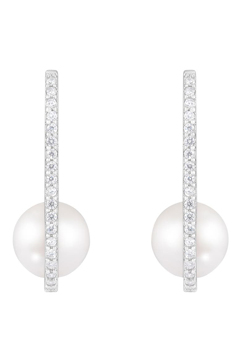 Cultured Freshwater Pearl Hoop Earrings, Main, color, WHITE