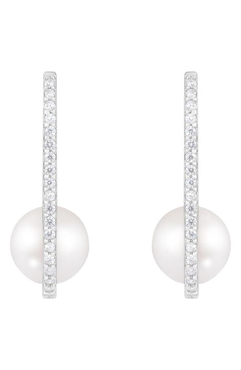 Cultured Freshwater Pearl Hoop Earrings