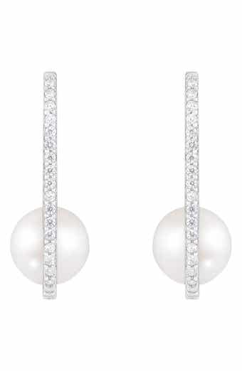 SPLENDID PEARLS Cultured Freshwater Pearl Hoop Earrings