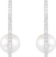 SPLENDID PEARLS Cultured Freshwater Pearl Hoop Earrings
