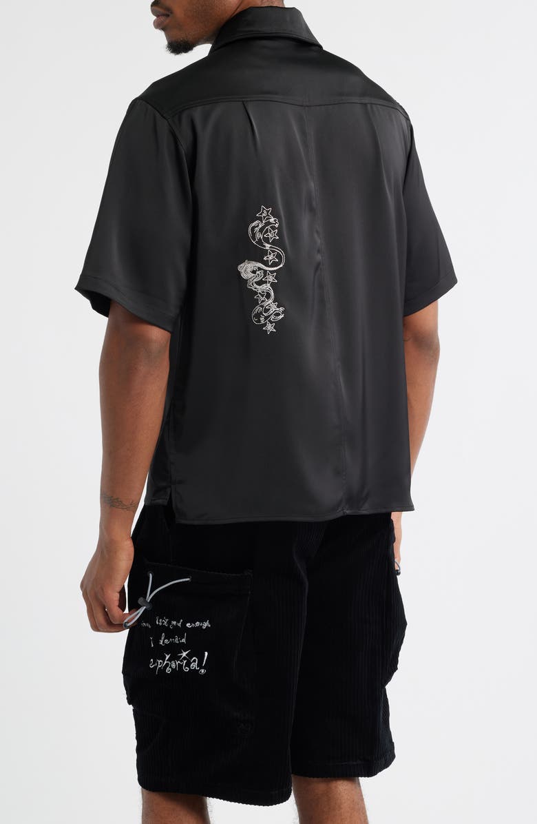 JUNGLES Life Is Magic Short Sleeve Button-Up Shirt, Alternate, color, Black