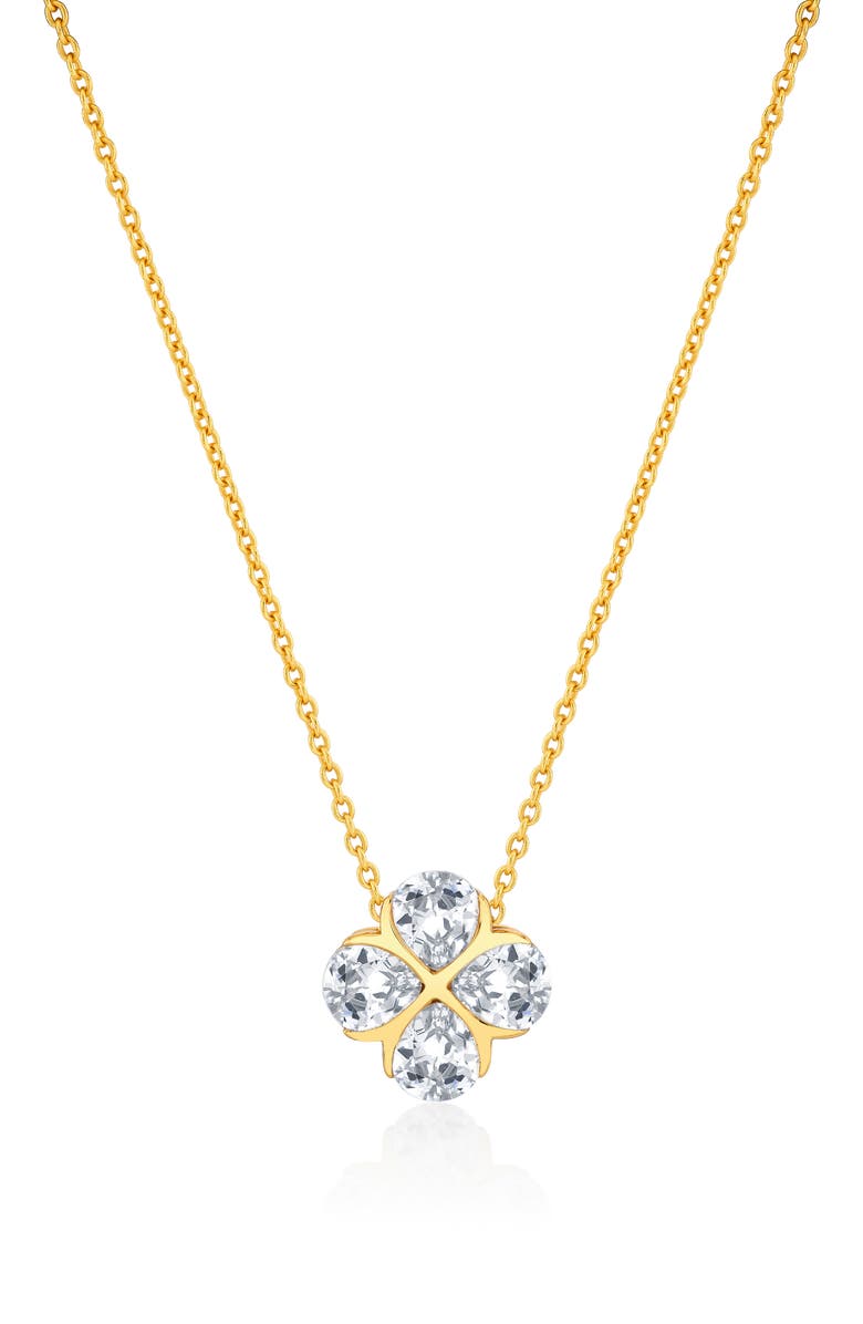 Crislu Four Stone Pendant Necklace, Main, color, 18Kt Yellow Gold / Clear Stone