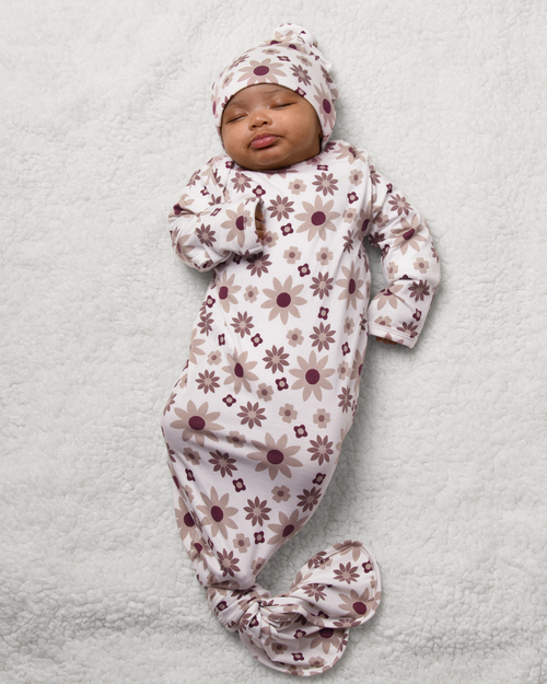 Kindred Bravely Knotted Baby Gown And Hat In White