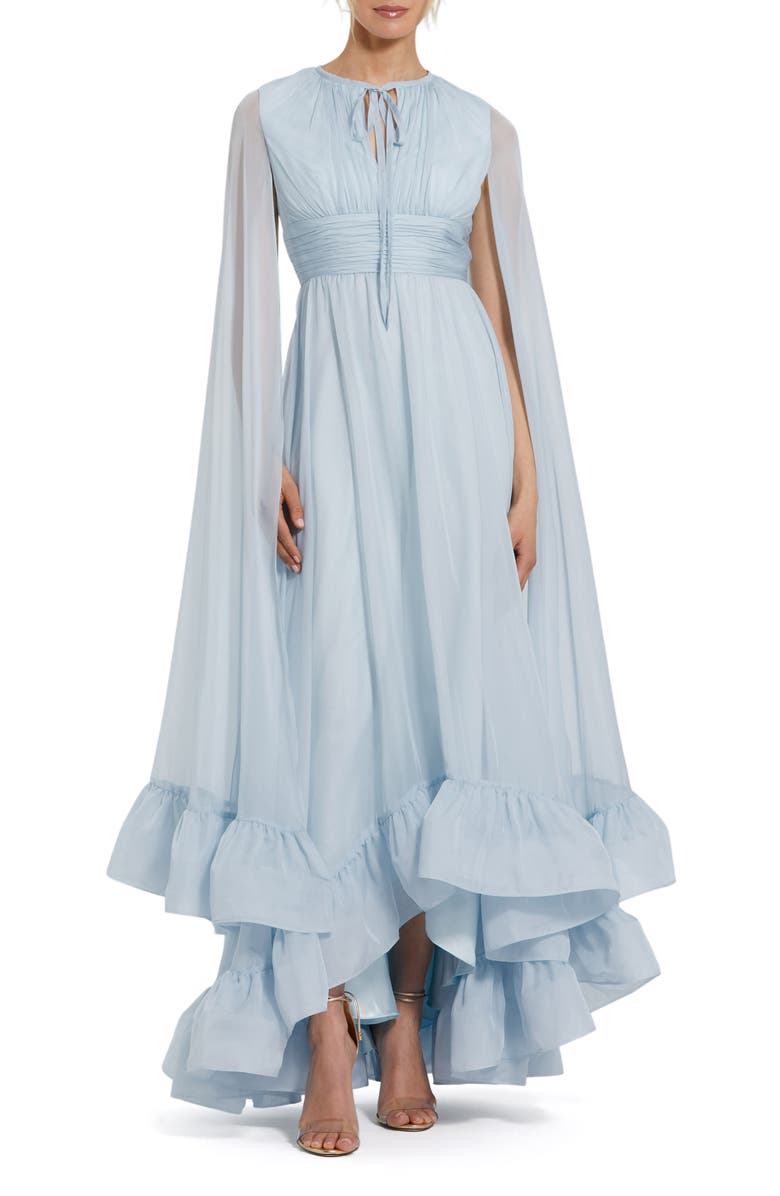 Mac Duggal Chiffon Cape Sleeve Midi Dress With Keyhole, Main, color,